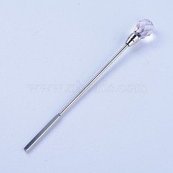 Nail Art Stirring Rod Tool, Faceted Glass Decorated Stirrer for UV Gel and Acrylic Nail, Pink, 105x2~10mm(MRMJ-WH0007-01)