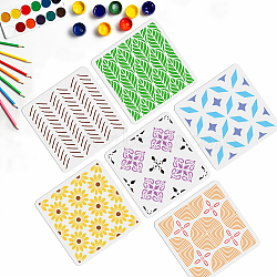 6Pcs 6 Styles PET Hollow Out Drawing Painting Stencils, for DIY Scrapbook, Photo Album, Mixed Pattern, Mixed Patterns, 300x300mm, 1pc/style(DIY-WH0411-008)