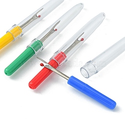 4Pcs 4 Colors Plastic Handle Iron Seam Rippers, Platinum Metal Color, Mixed Color, 89x10mm, 1pc/color(TOOL-YW0001-22)