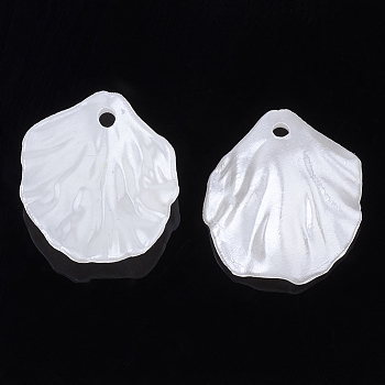 ABS Plastic Imitation Pearl Pendants, Petal, Creamy White, 20x17x4mm, Hole: 1.8mm