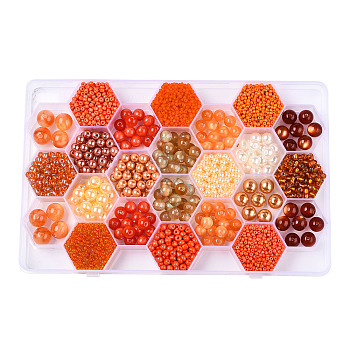 DIY 24 Style Acrylic & Resin Beads Jewelry Making Finding Kit, Round & Rice, Coral, 2.2~12x1.5~11.5mm, Hole: 0.7~2.2mm