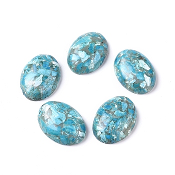 Assembled Synthetic Turquoise and Larimar Cabochons, Oval, Dyed, 25x18x7~8mm