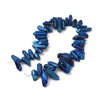 Electroplated Natural Quartz Crystal Beads Strands, Nuggets, 18~38x7~11x7~11mm, Hole: 1mm, about 45pcs/strand, 14.96''(38cm)