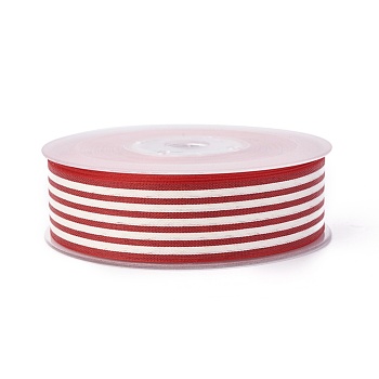 Polyester Ribbon, Striped Pattern, Red, 1-1/2 inch(38mm), about 100yards/roll(91.44m/roll)