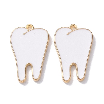 Alloy Enamel Pendants, Golden, Teeth, 21x13.5x1.5mm, Hole: 1.2mm