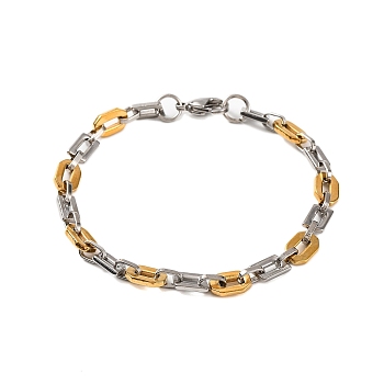 304 Stainless Steel Link Chain Bracelets, with 201 Stainless Steeel Findings, Golden & Stainless Steel Color, 8-1/2 inch(21.5cm)