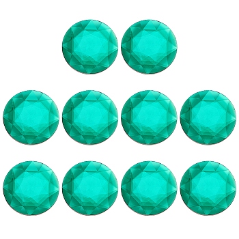 10Pcs Self-Adhesive Acrylic Rhinestone Stickers, for DIY Decoration and Crafts, Faceted, Half Round, Green, 51.5x7.5mm