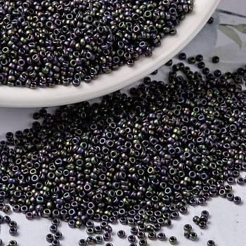 MIYUKI Round Rocailles Beads, Japanese Seed Beads, 15/0, (RR2019) Matte Metallic Eggplant Iris, 1.5mm, Hole: 0.7mm, about 27777pcs/50g