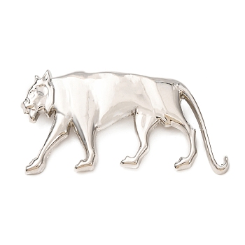 Alloy Leopard Lapel Pin Brooches, Shawl Pins for Women, Platinum, 76x38mm