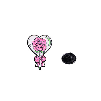 Valentine's Day Badges, Alloy Enamel Pins, Cute Cartoon Brooch, Clothes Decorations Bag Accessories for Women, June Rose, 30x22mm