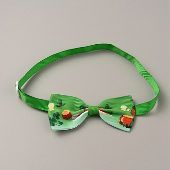 Adjustable Cloth Pet Bow Ties, Pet's Collars, with Plastic Buckles, for Saint Patrick's Day, Cauldron Pattern, 240~395mm