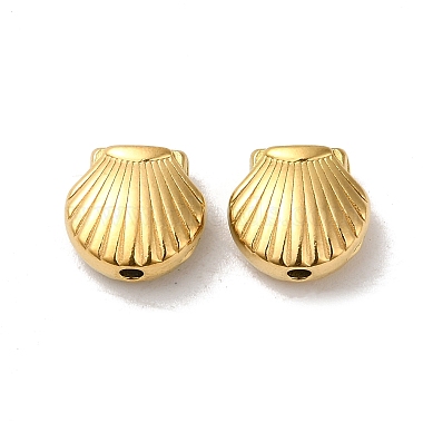 Real 18K Gold Plated Shell Shape 304 Stainless Steel Beads