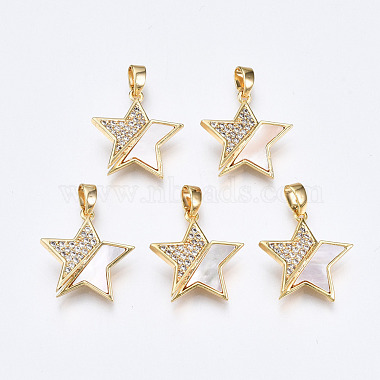 Real 18K Gold Plated White Star Shell Pendants