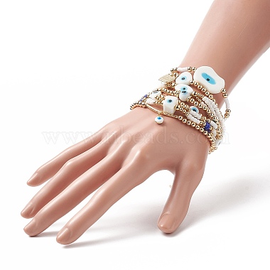 7 pcs 7 ensemble de bracelets extensibles en perles de verre et perles de verre de style mauvais œil pour femme(BJEW-JB09249-02)-6