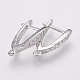 Brass Micro Pave Cubic Zirconia Hoop Earring Findings with Latch Back Closure(X-ZIRC-K075-30P)-1