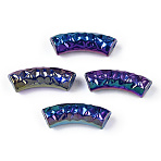 Acrylic Tube Beads, Curved Tube, AB Color Plated, Faceted, Purple, 32x12x9.5mm, Hole: 2mm(X1-OACR-N137-03A)
