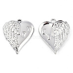 Non-Tarnish 201 Stainless Steel Pendants, Heart Charm with Footprint, Stainless Steel Color, 28x21.5x3mm, Hole: 2mm(STAS-N098-144P)