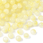 400Pcs Baking Paint Transparent Glass Beads, Round, Light Goldenrod Yellow, 8~8.5mm, Hole: 1.3~1.5mm(DGLA-YW0001-61G)