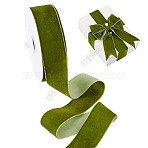 20 Yards Single Face Velvet Ribbons, for Bowknot Making, Gift Wrapping, Party Decoration, Dark Olive Green, 1-1/2 inch(38mm), about 20 Yards/Roll(SRIB-WH0031-06A)