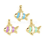 Brass Enamel Pendants, Golden, Fish, 17x19.5x5mm, Hole: 2x4.5mm(KK-I477-05G-01)
