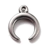 304 Stainless Steel Charms, Double Horn/Crescent Moon, Stainless Steel Color, 9x8x2mm, Hole: 0.7mm(STAS-B024-27P)