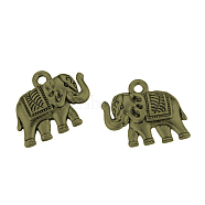 Tibetan Style Alloy Pendants, Elephant, Cadmium Free & Nickel Free & Lead Free, Antique Bronze, 17x19x5mm, Hole: 2mm, about 285pcs/1000g(TIBEP-Q064-41AB-NR)