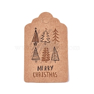 Paper Gift Tags, Hange Tags, For Arts and Crafts, For Christmas, with Word Merry Christmas & Christmas Tree Pattern, BurlyWood, 50x30x0.3mm, Hole: 5mm(CDIS-L003-E04-B)