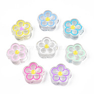 Transparent Acrylic Beads, with Enamel, Flower, Mixed Color, 19x19x7mm, Hole: 3mm(ACRC-S039-03)