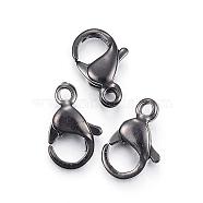 304 Stainless Steel Lobster Claw Clasps, Parrot Trigger Clasps, Electrophoresis Black, 19x12x5mm, Hole: 2.5mm(STAS-H353-G-02B)