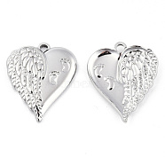 201 Stainless Steel Pendants, Heart Charm with Footprint, Stainless Steel Color, 28x21.5x3mm, Hole: 2mm(STAS-N098-144P)