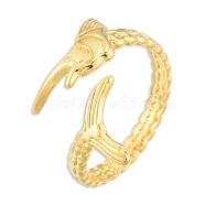 Ion Plating(IP) 201 Stainless Steel Fishbone Wrap Open Cuff Ring for Women, Real 18K Gold Plated, US Size 9 3/4(19.5mm)(RJEW-N038-101LG)