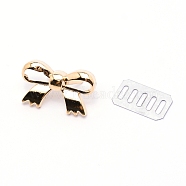 Zinc Alloy Bag Decorate Clasp, with Iron Rectangle Shim, Bowknot, Light Gold, 18x29x18mm(PALLOY-WH0079-54LG)