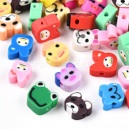 Handmade Polymer Clay Beads, Animal, Mixed Color, 6.5~12x8~12x4~6mm, Hole: 1.6~2mm(CLAY-S093-20-1)