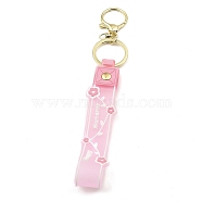 Flower PVC Rope Keychains, with Zinc Alloy Finding, for Bag Quicksand Bottle Pendant Decoration, Pink, 17.5cm(KEYC-B015-01LG-02)