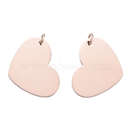 201 Stainless Steel Stamping Blank Tag Pendants, Manual Polishing, Heart, Rose Gold, 19.5x25x1mm, Hole: 3.5mm(STAS-S105-T619-3)
