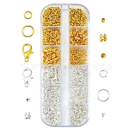 DIY Jewelry Making Finding Kit, Including Iron Open Jump Rings & Bead Tips, Rondelle & Tube Brass Crimp Beads, Zinc Alloy Lobster Claw Clasps, Platinum & Golden, 4~10x0.7~6mm, Inner Diameter: 2.6~4.6mm, Hole: 1~1.5mm(DIY-FS0003-55)
