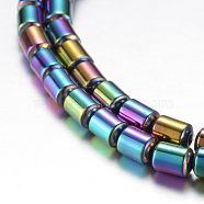 Electroplate Magnetic Synthetic Hematite Bead Strands, Grade A, Drum, Multi-color Plated, 5x4mm, Hole: 1mm, about 74pcs/strand, 15.7 inch(40cm)(G-A164-11E-01)