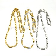 304 Stainless Steel Figaro Chain Necklace Making, Mixed Color, 19.88 inch~21.65 inch(50.5~55cm), 5mm(STAS-A028-N021)