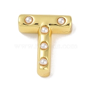 Brass Pendant, with ABS, Letter A~Z, Letter T, 20x17.5x6.5mm, Hole: 3.5mm(KK-M009-01T)