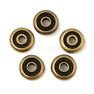 Rack Plating Flat Round Brass Beads, Lead Free & Cadmium Free, Antique Golden, 7.5x2.5mm, Hole: 2.5mm(KK-M302-01AG)