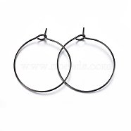 304 Stainless Steel Hoop Earring Settings, Ring, Electrophoresis Black, 21 Gauge, 25x4mm, Pin: 0.7mm(STAS-H467-01B-25MM)