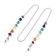 Natural Mixed Gemstone Chips Beaded Eyeglasses Chains, Neck Strap for Eyeglasses, with 304 Stainless Steel Cable Chains, Zinc Alloy Clasps, Stainless Steel Color, 750mm, Hole: 4~5x2~3mm(AJEW-EH00393)