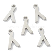 304 Stainless Steel Charms, Greek Alphabet, Stainless Steel Color, Letter.L, 12.5x7x1.5mm, Hole: 1.5mm(STAS-G244-01L)