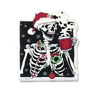 Christmas Themed  Acrylic Pendants, Skeleton, 37x30x2mm, Hole: 1.5mm(MACR-P039-05B)