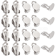 80Pcs 304 Stainless Steel Clip-on Earring Findings, Flat Round Earring Settings, Stainless Steel Color, Tray: 9.8mm, 16x10x7mm(STAS-SC0005-67)