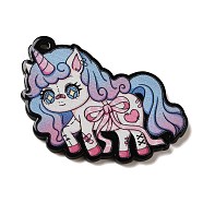 Halloween Acrylic Pendants, Double Print, Unicorn, 36x40x2.5mm, Hole: 2mm(OACR-O007-08C)