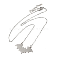 304 Stainless Steel Pendant Necklaces, Bat, Stainless Steel Color, 19.49 inch(49.5cm)(NJEW-H010-02P)