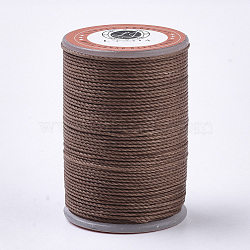 Waxed Polyester Cord, Micro Macrame Cord, Twisted Cord, Round, Sienna, 1mm, about 57.96~65.62 Yards(53~60m)/Roll(YC-N010-01C)