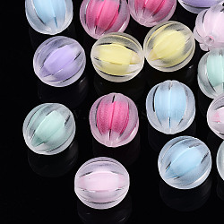 Transparent Acrylic Beads, Frosted, Bead in Bead, Corrugated Round, Mixed Color, 12x11.5mm, Hole: 2mm(X-TACR-N011-005A-02)