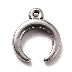 Non-Tarnish 304 Stainless Steel Charms, Double Horn/Crescent Moon, Stainless Steel Color, 9x8x2mm, Hole: 0.7mm(STAS-B024-27P)